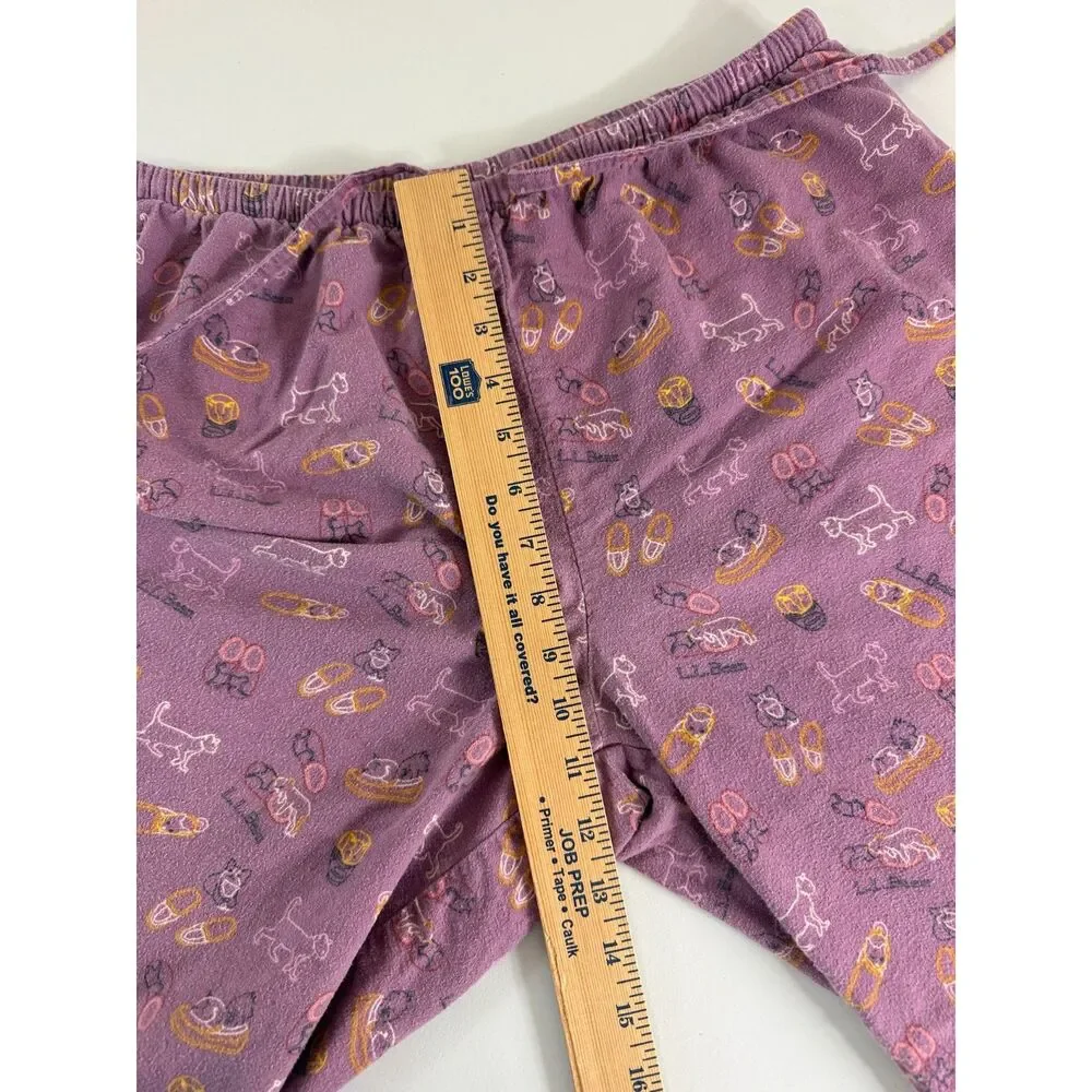 L.L.Bean Women’s Purple Lounge Pajama Pants Medium Petite Cat Slipper Print